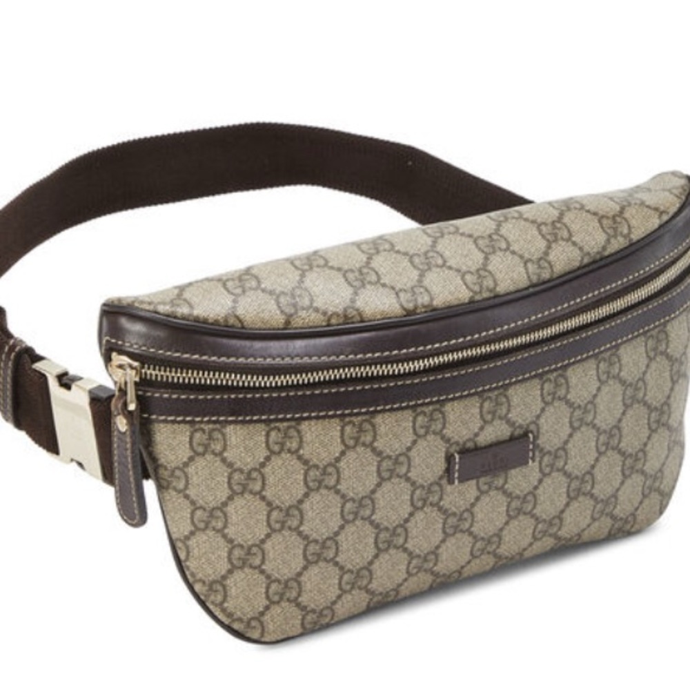 Gucci Beige and Dark Brown Logo Belt Bag
